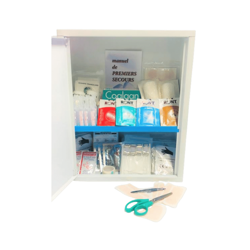 Boutique de 1er Secours - Armoire à pharmacie garnie 5 personnes 2 étagères métal Boutique de 1er Secours - Armoire à pharmacie garnie 5 personnes 2 étagères métal