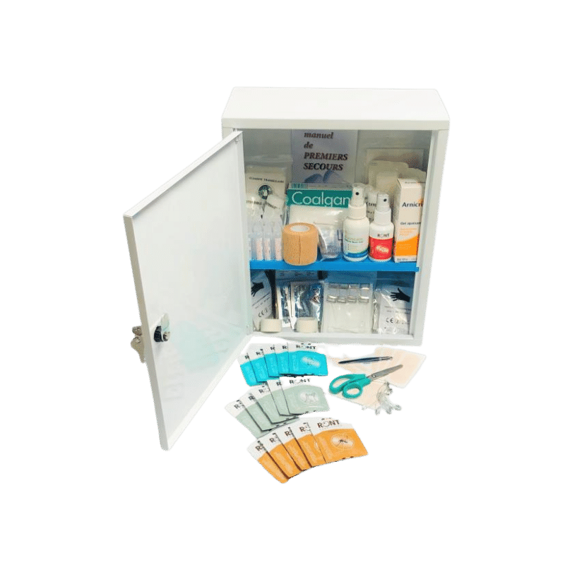 Boutique de 1er Secours - Armoire à pharmacie garnie 10 personnes 1 étagère métal Boutique de 1er Secours - Armoire à pharmacie garnie 10 personnes 1 étagère métal
