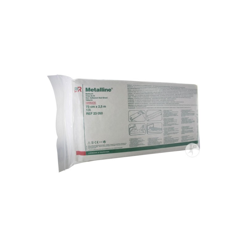 Drap stérile 1 face métalline 2.50m x 73cm Drap stérile 1 face métalline 2.50m x 73cm