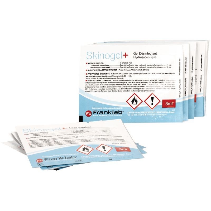 Gel désinfectant hydroalcoolique Skinogel 3 ml