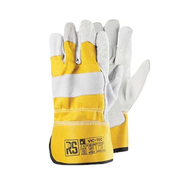 Paire de gants dockers croute pécari manchette toile