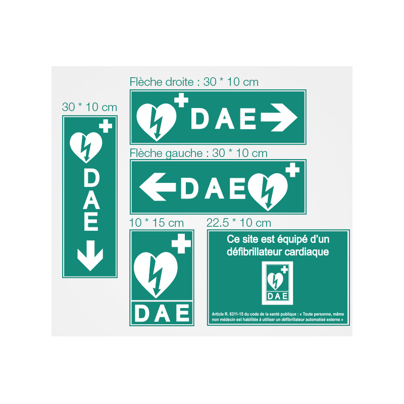 Panneaux signalisation défibrillateur DAE DSA