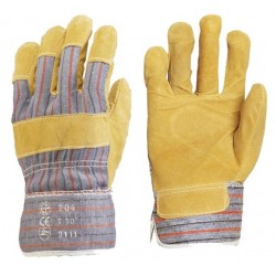 Paire de gants dockers croute pécari manchette toile