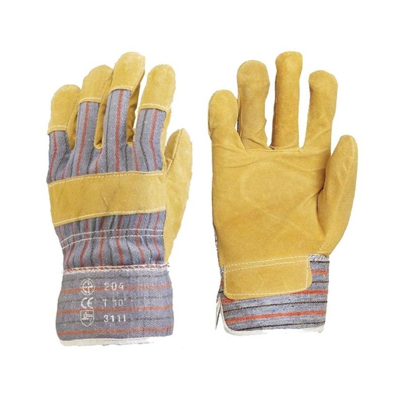 Paire de gants dockers croute pécari manchette toile